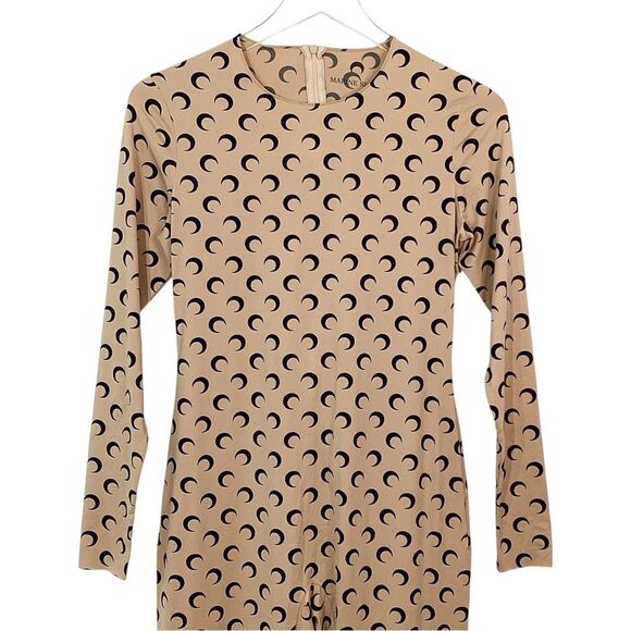 MARINE SERRE NWT Size XL Recycled Moon Jersey Catsuit SS25 Jumpsuit One Piece - Picture 4 of 13